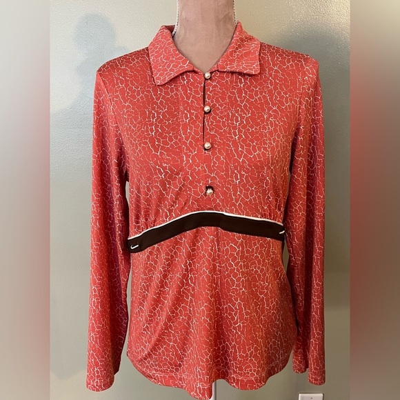 Tail Tear Off Womens Long Sleeve 1/3 Perl Button Rusty Ted Top Golf Outdoor M - Picture 1 of 9
